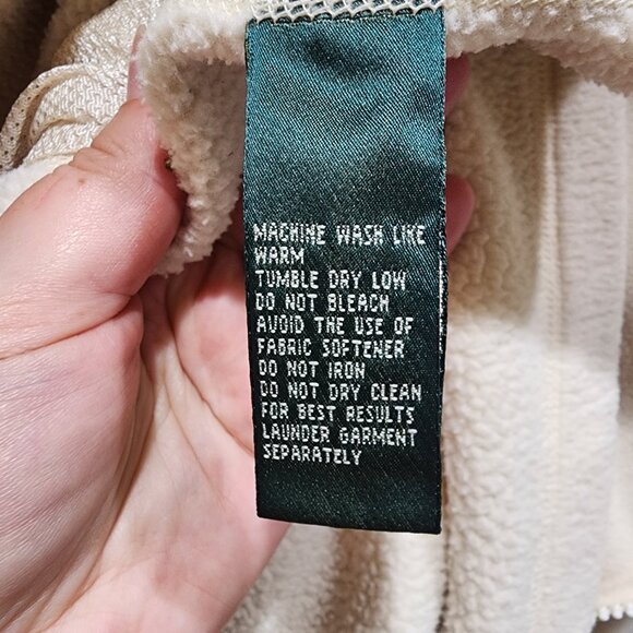 Lauren Ralph Lauren Womens Size L Full Zip Fleece Jacket Sweatshirt Ivory - Picture 12 of 14